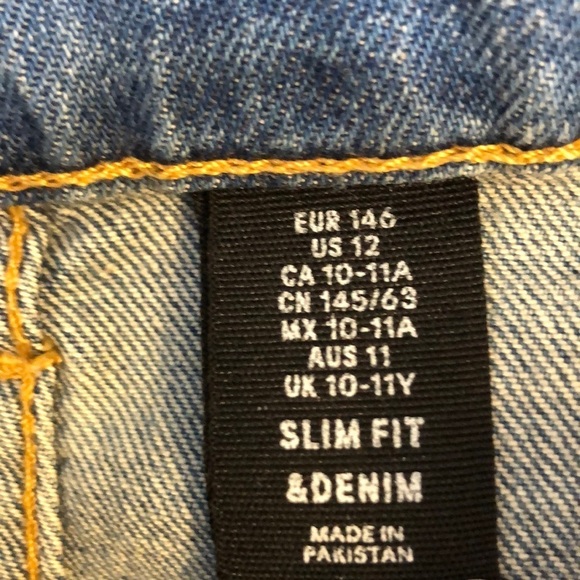 COPY - H&M GIRL SLIM FIT ADJUSTABLE WAIST DISTRESSED BLUE WASHED SIZE 12 - Picture 8 of 11